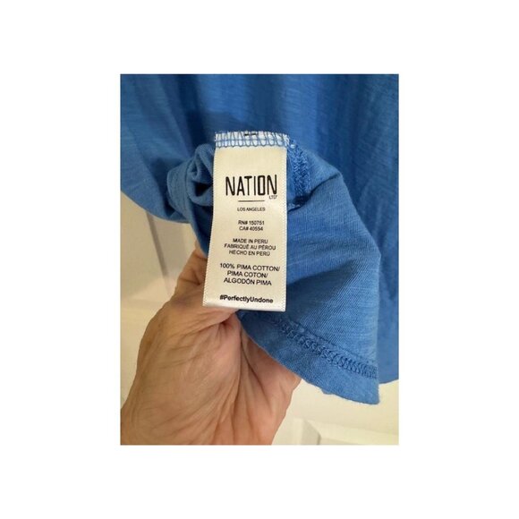 Nation Ltd Celine Puff Sleeve Top Royal Blue Sz L - Picture 7 of 8